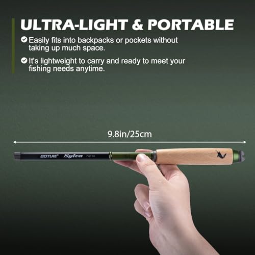 Goture 2pcs Tenkara Fishing Pole for Streams, Rivers, Ultralight 24T Carbon Fiber Fishing Rods, 360° Rotating Tip for Smooth, Inshore Trout Pole for Micro Fishing - size: 4.9ft / 1.5m