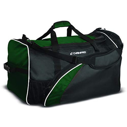 CHAMPRO Varsity Football Equipment Bag With Shoulder Carry Strap, Laundry and Helmet Bags - color: FOREST GREEN