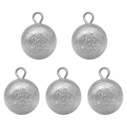 5 Pcs Fishing Round Sinker Cannonball Lead Weights Assortment Egg Drop Bass Weights Saltwater Freshwater Casting 1-5oz - size: 2oz - 5pcs