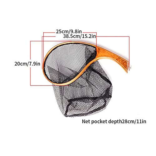 Fish Net Fishing Net Landing Catch Release Trout Net with Wooden Curved Handle Fishing Gear Trout Fishing Fishing Landing Net Trout Net Dip Net (Color : Yellow) - color: Yellow