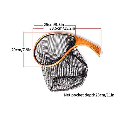 Fish Net Fishing Net Landing Catch Release Trout Net with Wooden Curved Handle Fishing Gear Trout Fishing Fishing Landing Net Trout Net Dip Net (Color : Rojo) - color: Red