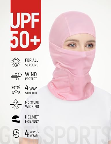 UPF 50+ Balaclava Ski Mask for Men Women - UV Face Mask Motorcycle Shiesty | Windproof, Breathable, Hinge Design, Full & Half Face Coverage, Fits Under Helmet, Snowboarding, Skiing - color: Pink