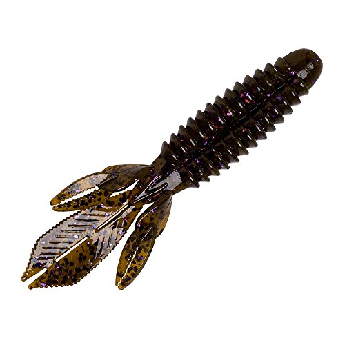 YUM Wooly Bug Creature Bait Soft Plastic Bass Fishing Lure - color: Green Pumpkin/Purple Flake, size: 3.25"