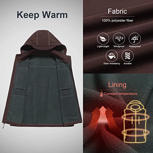 CREATMO US Men's Casual Lightweight Warm Thin Outerwear Vest Windbreaker Sleeveless Jacket With Removable Hood - color: Brown, size: 3X-Large