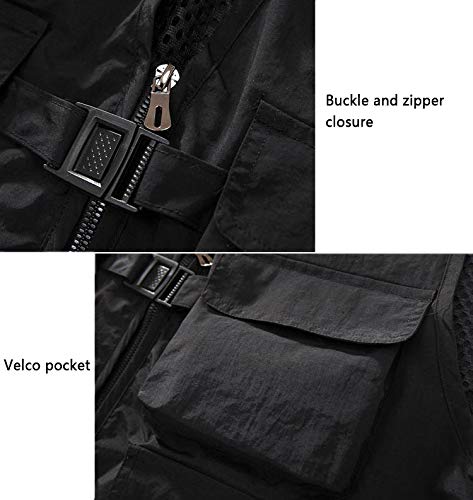 Unisex Breathable Fishing Vest, Multi-Pockets Photography Travel Hunting Waistcoat Jacket for Adults and Youth - color: Black, size: XX-Large