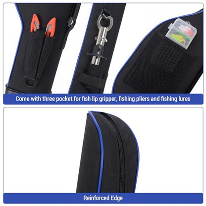 Lixada Fishing Rod Bag Hard Shell Bottom 51.2''/130cm Fishing Rod Travel Case Waterproof Fishing Tackle Storage Bag Fishing Pole Protective Pouch - color: Black