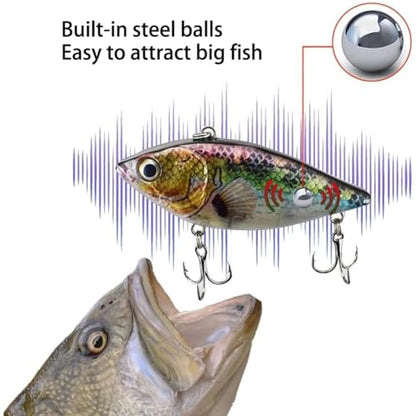 HADORAM Electric Twitching Jerkbait USB Rechargeable LED Lighted Wobbler Luminous Vibrating Minnow Bait, Long Casting Flashing Bass Fishing Lures for Freshwater Saltwater - color: Electronic VIB-Color 379