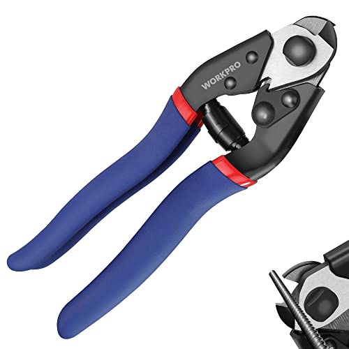 WORKPRO Cable Cutter, 7-1/2 Inch Heavy Duty Wire Rope Cutter | CR-V Steel Wire Cable with Safety Lock, Non-Slip Handle For Hard Wire Ropes, Steel Wires And Aircraft Cables