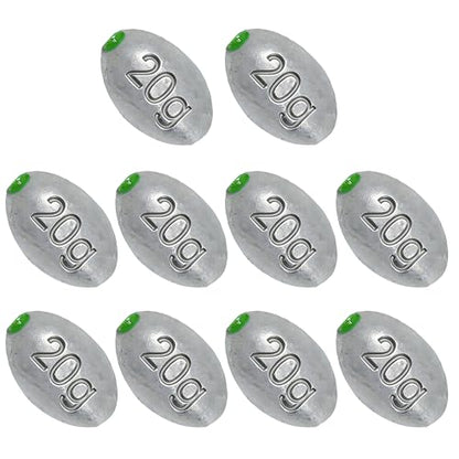 Egg Sinkers Bullet Fishing Weights Oval Shaped with Plastic Core Slip Sinkers for Catfish Fishing Casting Saltwater and Freshwater 1/5oz to 2oz - style: 3/4 Ounce-21g-10pcs