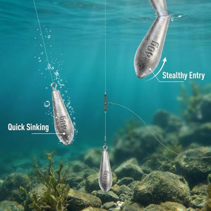 Teardrop Drop Shot Sinkers – Lead Fishing Weights & Sinkers for Bass, Catfish & Surf Fishing – Freshwater & Saltwater – 10 Sizes 1/2oz to 7oz, More Per Pack - style: 40g/1.5oz – 10pcs