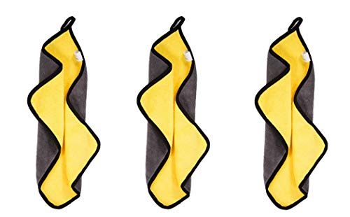 Toasis Soft Microfiber Towels with Carabiner Clip for Fishing Hiking Camping Pack of 3 (Yellow) - color: Yellow