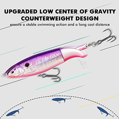 TRUSCEND Popobait Easy Catch Fishing Lures with BKK Hooks, Instant Startup, Longer Cast, Balanced Spray/Sound/Swim, Plopper Topwater Lures for Bass, Trout, Pike, Walleye, Freshwater Saltwater Fishing - color: D2-4.3",0.55oz
