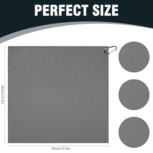 Puomue 3 Pack Microfiber Fishing Towels with Clip, 16" X 16", Waffle Pattern for Effective Cleaning of Fishing Gears or Dirty Hands, Perfect for Camping Towels and Hiking Towles (Grey, 16"X16") - color: Grey
