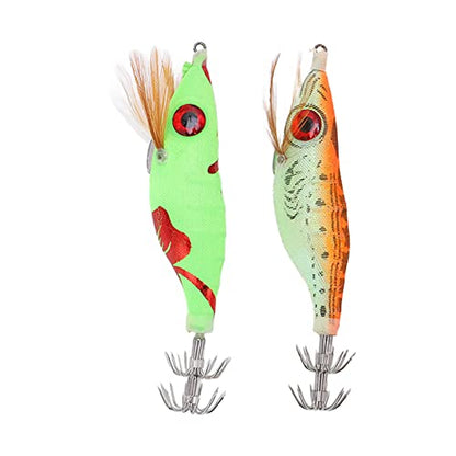 5Pcs Fishing Lures, Stainless Steel Minnow Fishing Lures Built in Steel Wire, Fishing Swimbaits with Double Row Squid Hook, Fake Wood Shrimp Bait