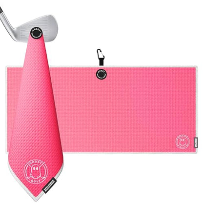 Ghost Golf Magnetic Towel (Caddie) - Ultra-Absorbent Microfiber Golf Towel | With Magnet for Golf Carts or Clubs - 18" x 40" Golfing Gear - Waffle Weave Pattern (Hot Pink) - color: Hot Pink
