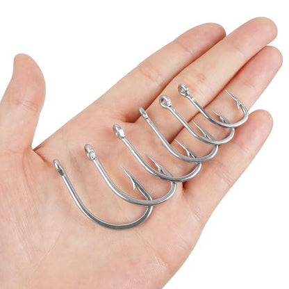 Saltwater Fishing Hooks,50PCS Stainless Steel Live Bait Forged Short Shank Hooks O'shaughnessy in-line Circle Hooks Jig Catfish Hook Size 1# - 5/0 - size: 4/0 - 50 Pack