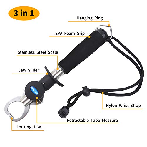 Fish Lip Gripper with Weight Scale and Measuring Tape Fish Scales Grip Grabber Professional Fish Holder Stainless Steel Fish Lip Grabber Fish Lip Grip Tool