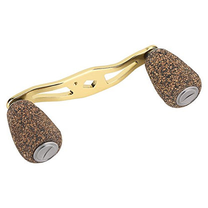 Dioche Fishing Reel Handle, Reel Handle Wood Knob Carbon Fiber Frame with Fittings Replacement Parts (Gold)