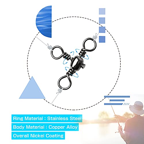 AMYSPORTS Stainless 3way Swivel Fishing crossline swivels 3 Way rigs Saltwater Freshwater Drifting trolling Fishing Tackle Connector for Spoons Minnow baits - size: Size2/0 (122lb) 25 pcs