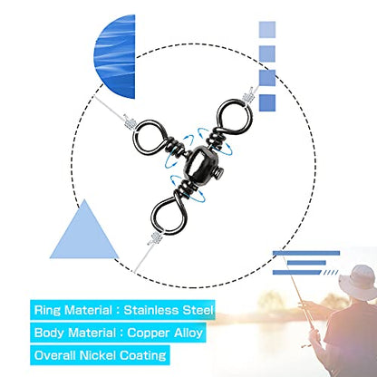 AMYSPORTS Stainless 3way Swivel Fishing crossline swivels 3 Way rigs Saltwater Freshwater Drifting trolling Fishing Tackle Connector for Spoons Minnow baits - size: Size2 (101lb) 25 pcs