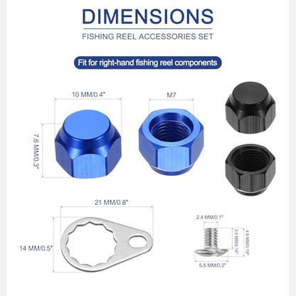 Fishing Reel Screw Nut Caps, Right Handle Locking Plate Nut Replacement Part - color: Black/Blue, size: M7