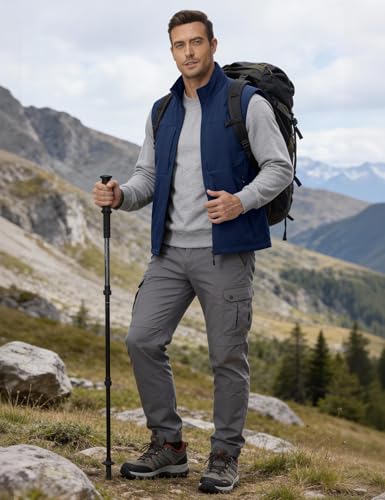 Eisctnd Mens Lightweight Quick Dry Vest Sleeveless Outdwear Utility Jacket | Utility Sleeveless Vest with Multi Pockets, Outerwear Hiking Fishing Photography Camping Travel Outdoor - color: Darkblue, size: Large
