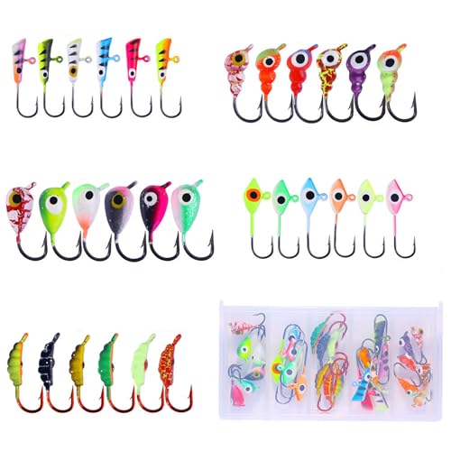 Ice Fishing Jigs Kit Essential Ice Fishing Lures for Beginners to Hook Big Fish and Reel in The Fun! - color: A30Pcs