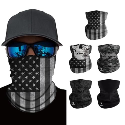 Breathable Neck Gaiter UPF 30+ Sun Protection Face Mask for Men & Women - color: 5pcs-black-series