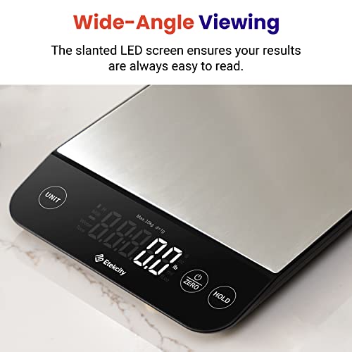 Etekcity Food Nutrition Scale, Smart Food Scale for calorie count, IPX6 Waterproof, Rechargeable, Bluetooth, Ounces and Grams for Weight Loss, Cooking, 304 Stainless Steel, Luminary 22lb - color: Luminary Stainless Steel