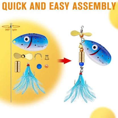 Dovesun Fishing Lure Making Kit DIY Spinner Making Kit, Inline Spinner Baits for Bass Fishing Trout Salmon Freshwater Gift for Men 228pcs/155pcs/107pcs - color: A-228PCS-Smile Blades-Inline Spinners Making Kit