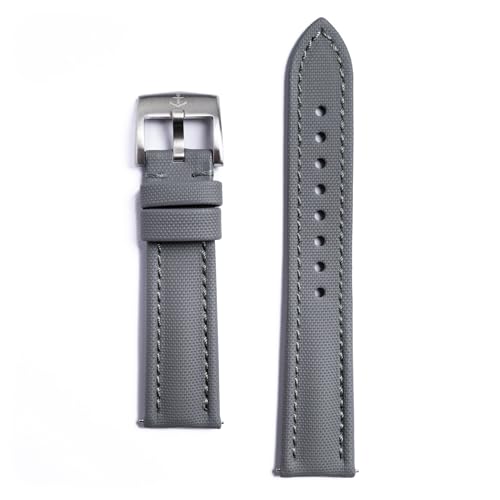 Anchor Strap Co | Classic Sailcloth Watch Strap | Marine-Grade Outer + Caoutchouc Rubber Lining | Water-Resistant | Brushed 316L Stainless Steel Buckle | Fits 6.25–8.25in Wrists - color: Gray, size: 22 mm