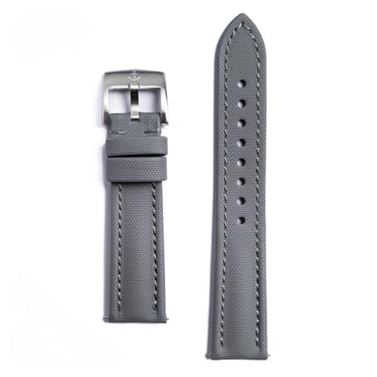 Anchor Strap Co | Classic Sailcloth Watch Strap | Marine-Grade Outer + Caoutchouc Rubber Lining | Water-Resistant | Brushed 316L Stainless Steel Buckle | Fits 6.25–8.25in Wrists - color: Gray, size: 22 mm