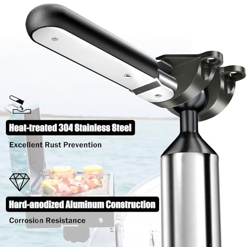 Buzzlett Rod Holder Mount Compatible with Magma Marine Rectangular Grills, Rustproof and Corrosion Resistant, Multi-Angle Adjustable, Ideal for Boat & Fishing Boat BBQs