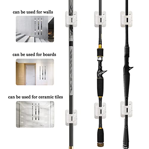 Wall Mounted Rod Clips - 10Pcs Fishing Pole/Cue/Curtain Rod Holder Clips Storage Rack - color: Black
