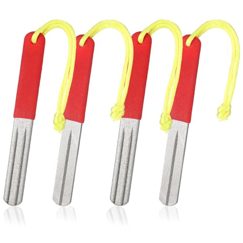 Skylety 4 Pcs Hook Sharpener Hook File for Fishing Diamond File with Handle Portable Fishing Sharpener with Double Sided Fine and Medium Grit, 4 Inch (Orange) - color: Orange