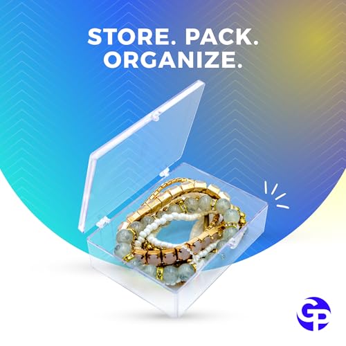 10-Pack Clear Hinged Plastic Containers, Keepsake Storage Boxes, 3 1/2" L x 2 9/16" W x 1" H, Made in USA, Plastic Display Case or Small Box for Storage and Organization - size: 3.5" x 2.56" x 1.0"