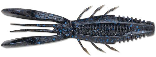 CrushCity Bronco Bug Soft Plastic Bass Lure, Dual-Action Creature Bait with Hinged Arms & Subtle Leg Movement - color: Black Blue Green Pumpkin, size: 4"