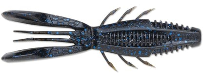 CrushCity Bronco Bug Soft Plastic Bass Lure, Dual-Action Creature Bait with Hinged Arms & Subtle Leg Movement - color: Black Blue Green Pumpkin, size: 4"