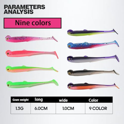 20PCS-Soft Plastic baits bass Lures Fishing, Soft Plastic Walleye Fishing Lures, Paddle Tail Swimbaits for Bass Fishing, Fishing Bait for Freshwater Saltwater Gifts (2.4IN/1.3g) - color: Colorful-20pcs