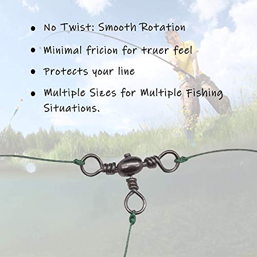 3 Way Swivels Fishing Tackle,60pcs Crossline T-Shape Three Way Barrel Swivels for Catfish Rig Surf Rigs Lure Tackle Connectors Saltwater Freshwater - size: 8#_44lb_60pcs