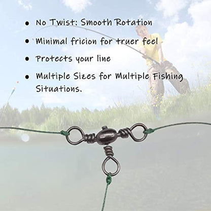 3 Way Swivels Fishing Tackle,60pcs Crossline T-Shape Three Way Barrel Swivels for Catfish Rig Surf Rigs Lure Tackle Connectors Saltwater Freshwater - size: 6#_60lb_60pcs