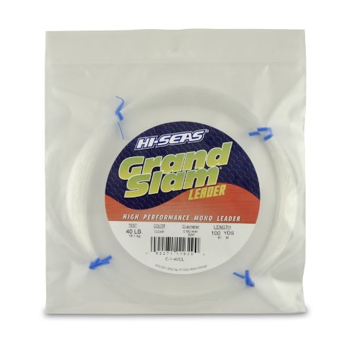 HI-SEAS Grand Slam Monofilament Fishing Leader - Superior Strong Clear Black, for Freshwater & Saltwater Big Game Bottom Fishing, Trolling - color: Clear, style: 100 Yd, 40 Lb, .024 in / 0.60 Mm