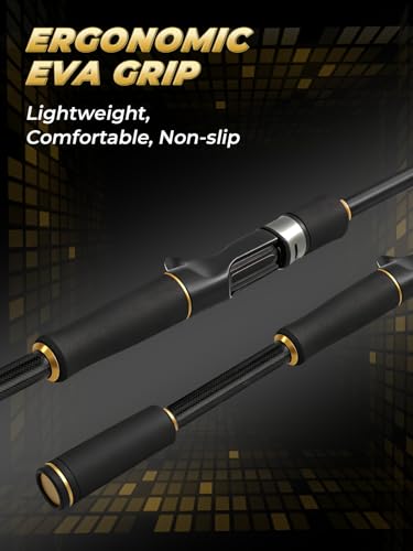 Jenseits 7FT Fishing Rod, 24T Carbon Fiber Telescopic & 4-Piece Travel Rod, Spin and Cast Options, Stainless Steel Guides with Ceramic Inserts, for Bass, Trout, Catfish, Freshwater & Inshore Fishing - size: Cast-7ft-Medium-Fast