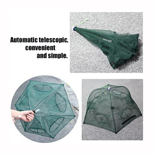Fishing Net Portable and Foldable Umbrella Fishing Bait Net - Easy to Use Fishing Tool for Crayfish,Shrimp,Crab, Catfish - color: 6 Holes