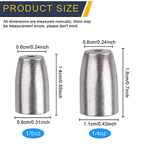 Fishing Weights Bullet Sinkers, 24pcs Worm Weights Iron Slip Sinkers for Bass Fishing Pitching and Flipping Texas Rigs - size: 1/4oz-24pcs