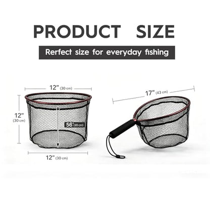BasicGear Ultra-Light Aluminum Landing Net – Soft Mesh, Lightweight Frame, EVA Floating Non-Slip Grip, Anti-Loss Rope & Carabiner Clip, for Flying Fishing and Kayak Fishing