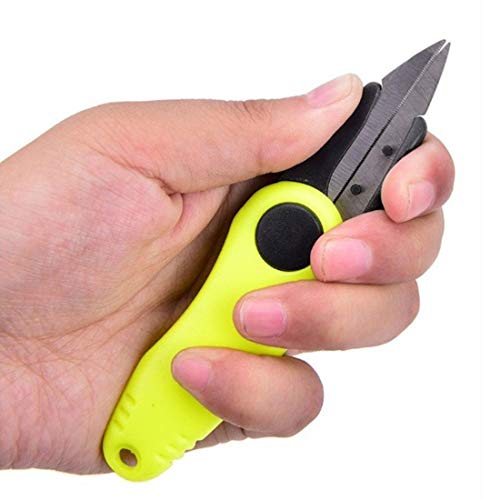 GARASANI Mini Stainless Steel Foldable Blade Fishing Plier Scissor Braid Line Snip Cutter with Key Chain (Green)