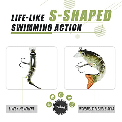 TRUSCEND Swimmax Easy Catch Fishing Lures with BKK Hooks, Wiggling, Vibrating, Rattling and Gurgling for More Bite, Heavy-Duty Dyneema Fiber Jointed Swimbaits for Bass, Trout, Walleye, Crappie, Pike - color: B-2",0.07oz