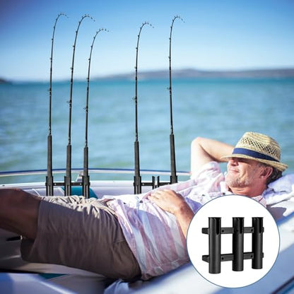 2Pcs Fishing Rod Holders Boat Rod Holders with Screws 3 Rod Rack Wall Mounted Boat Side Mount Tool Holder Portable Fishing Pole Holders for Boat Kayak Garage Cooler Trailer Fishing Boat