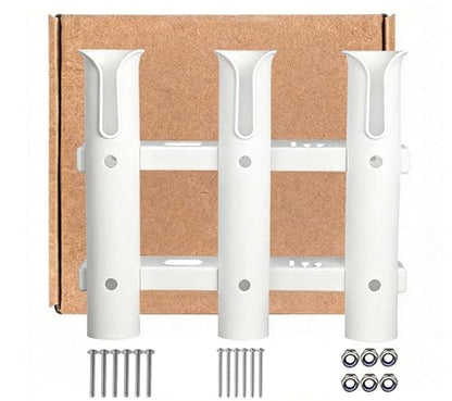 Fishing Rod Holders Wall Mounted 3 Pole Tubes Adjustable Fishing Rod Holder Bracke for Boat Kayak Garage Cooler Trailer Portable with Hardware - color: White-3 Pole